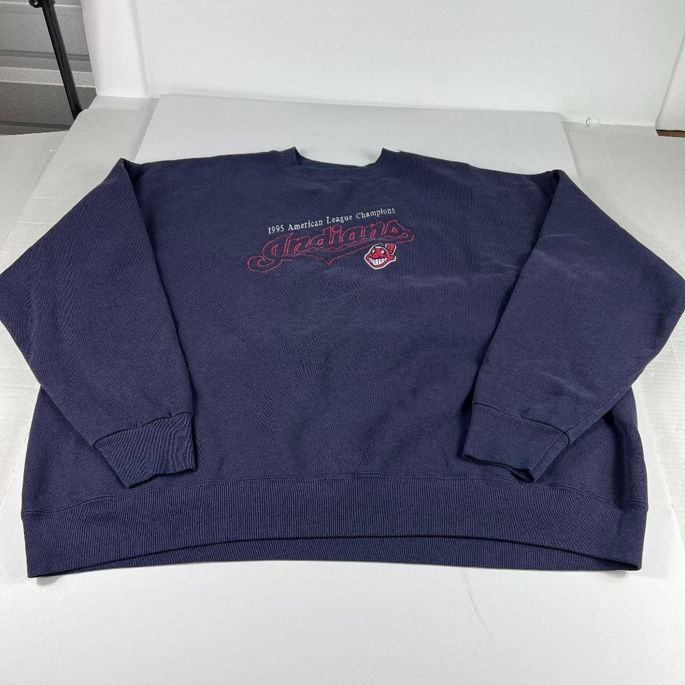 VTG 90s Lee Sports Cleveland Indians Sweatshirt Extra Extra Large Blue Crewneck